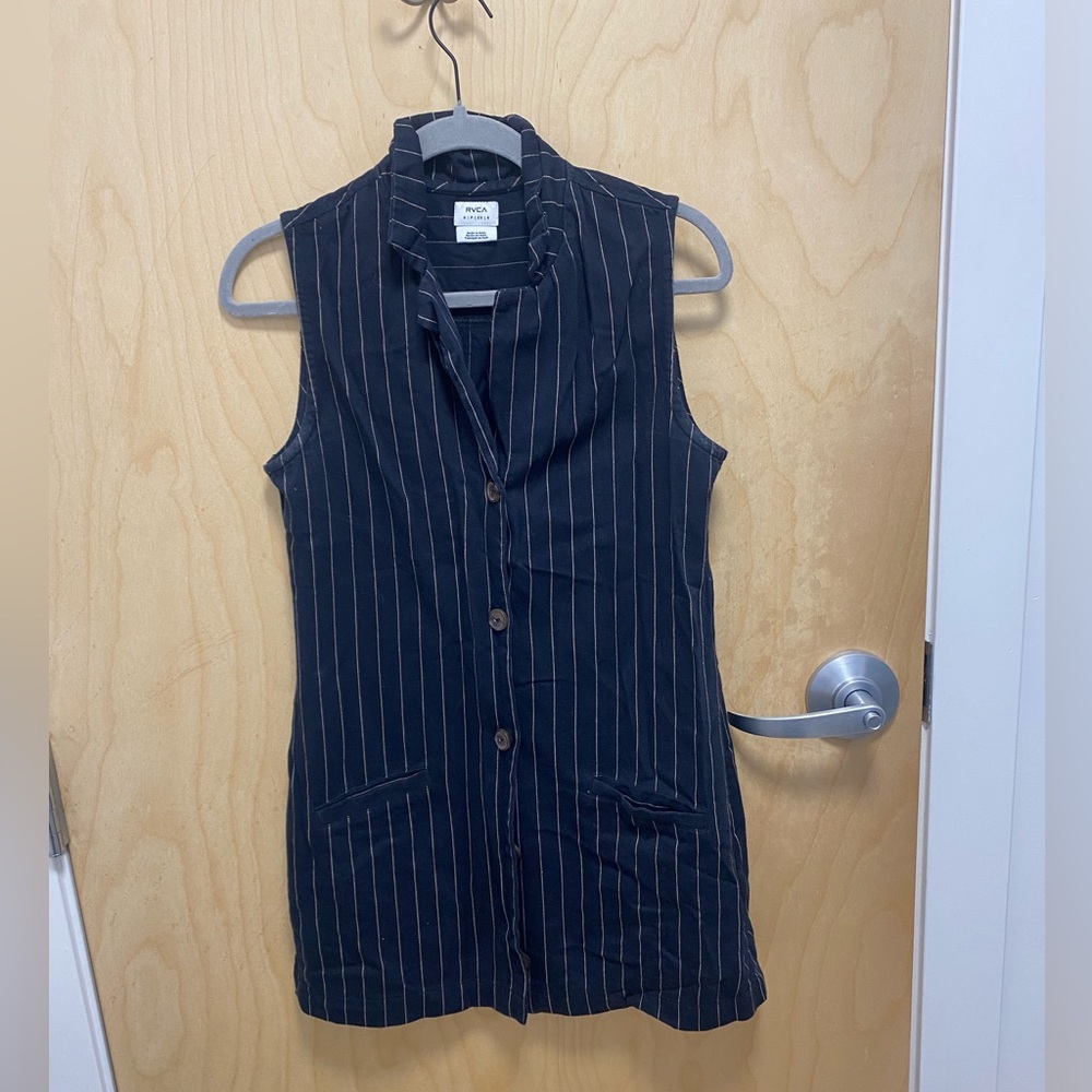 Black Pinstripe RVCA Sleeveless Dress